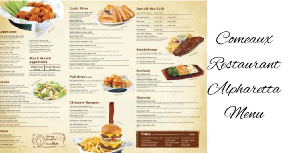 comeaux restaurant alpharetta menu